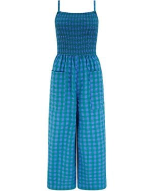 Sugarhill Annabeth Jumpsuit & Peacock Check - Blue
