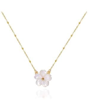 Olivia Le Flora Pearl Flower Necklace - Metallic