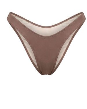Yesudare Dubai High-Waisted V-Shaped Bikini Bottoms – Iced Coffee - White