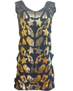 Any Old Iron Star Leopard Sequin Dress - Metallic