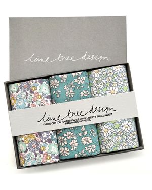 Lime Tree Design 3 Hankies Made With Liberty Fabric - Metallic