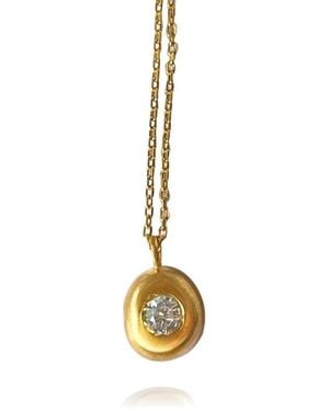 LINYA JEWELLERY Aura Minimal Stone Round Necklace - Metallic