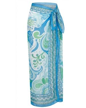 LOVEIST STORE Azure Mediterranean Print Pareo - Blue
