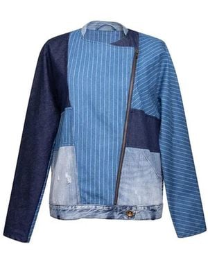 Story Wear Raglan Sleeve Biker Jacket - Blue