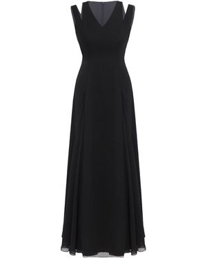 Alina Anwar Couture Sleeveless Chiffon Gown With A Flowing Skirt And Cut-Out Detailing - Black