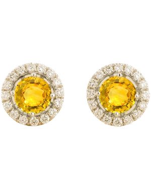 Juvetti Floret Earrings Set With Sapphire & Diamond - Metallic
