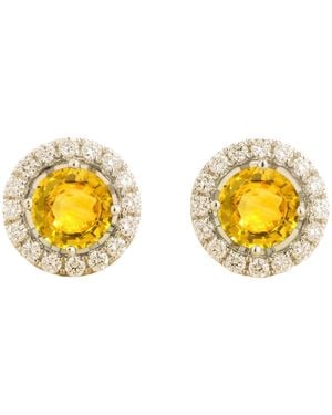 Juvetti Floret Earrings Set With Sapphire & Diamond - Metallic