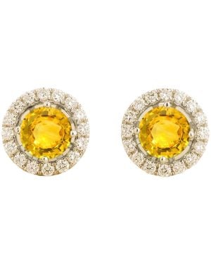 Juvetti Floret Earrings Set With Sapphire & Diamond - Metallic