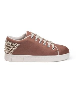 Rettrose Elena Luxury Desert Storm Suede Handmade Embellished Tennis Shoe - Pink