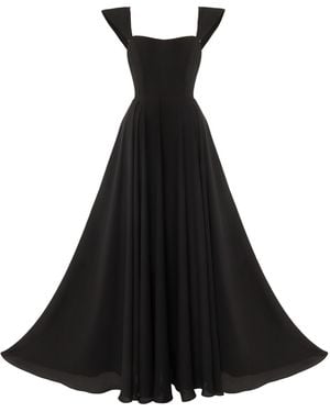 Lily Phellera Apex Maxi Dress With Sailor Collar Straps And Open Back - Black