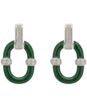 LÁTELITA London Emerald Enamel Oval Drop Earrings - Green