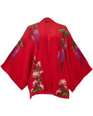 Artemis Muse Wisteria & Chrysanthemum Embroidered Fully Lined Short Kimono