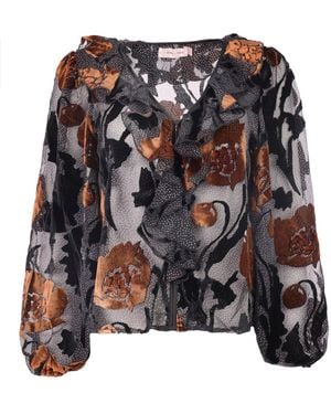 Traffic People Burnout Frill Blouse - Black