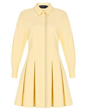 Exquise Regular Pleated Dropped Shoulder Mini Shirt Dress - Metallic