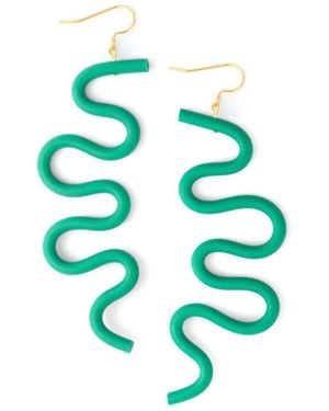 By Chavelli Small Tube Squiggles Dangly Earrings - Green