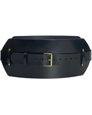 Haute Cuir Claire Wide Leather Belt - Black