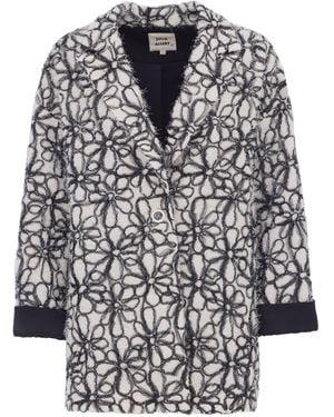 Julia Allert Neutrals Ivory Abstract Textured Jacket With Satin Lining - Black