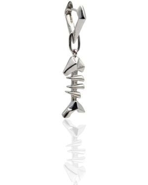 Frenvyrn Mars Sterling Reversible Fish Bone Huggie Earring Single - Metallic