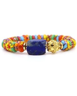 Shar Oke Medley African Glass & Lapis Lazuli Bracelet - Blue
