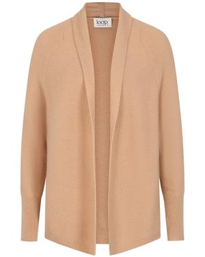 Loop Cashmere Neutrals Relaxed Edge To Edge Cardigan - Natural