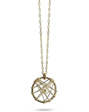 Greyewolfe Small Circular Caged Pearl Necklace - Metallic
