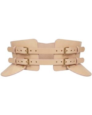 Haute Cuir Neutrals Nude Peplum Maia Corset Belt - Natural