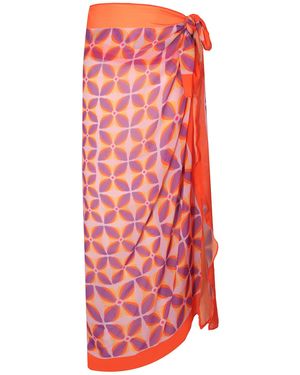 Peraluna Floral Chiffon Sarong Pareo - Red