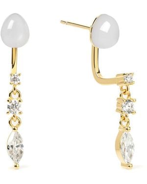 Freqnc Atelier Serpent Earrings Moonstone Ear Jackets - Metallic