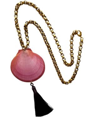 Sccollection September Shell & Tassel Chain Necklace - Pink