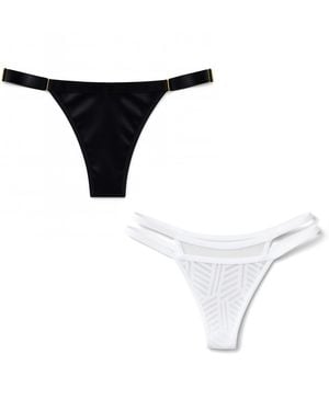 Zelf Intimates Adjustable Thongs Set – Sustainable & Mesh - Black