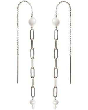 Astor & Orion Mae Paperclip Pearl Threaders Sterling - White