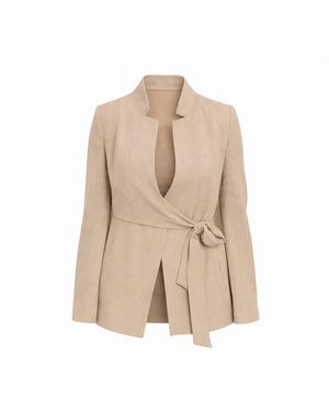 Nuvv Collection Neutrals Wrap Jacket With Tie Waist - Natural