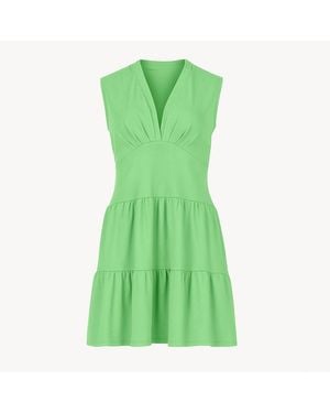 Conquista Sleeveless V-Neck Jersey Dress – Loose Fit, Knee-Length - Green