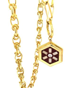 LINYA JEWELLERY Claret Enamel Baguette Medallion Necklace - Metallic
