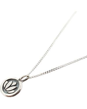 Harfi Sterling Mini Lotus Charm Necklace - Metallic