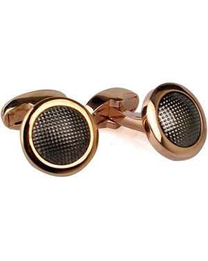DAVID WEJ Round Patterned Cufflinks – - Brown