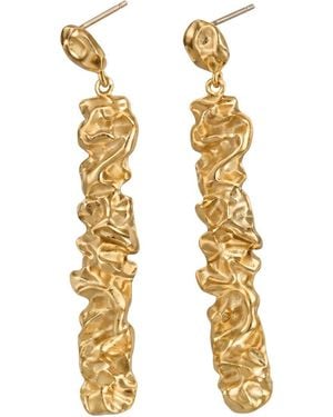 LINYA JEWELLERY Sculptra Textured Long Sterling & Plated Earrings - Metallic