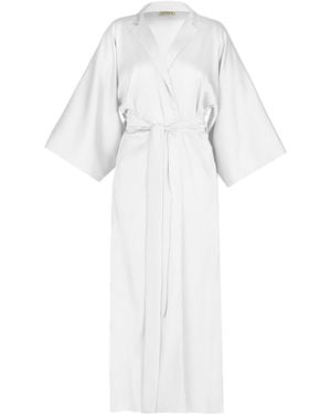 Avenue 8 Silk Maxi Collar Robe - White