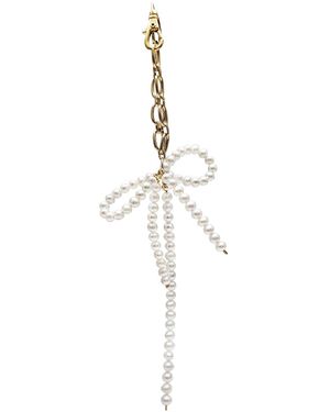 Farra Bowknot Freshwater Pearls Bag Charm - Metallic