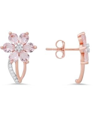 Kylie Harper Morganite Flower Stud Earrings - Pink