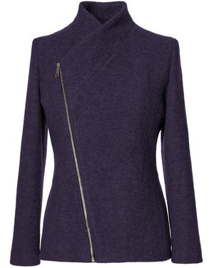 Jana Coshè Wool Jacket With Asymmetric Zip – Handmade From Italian Virgin Wool - Blue