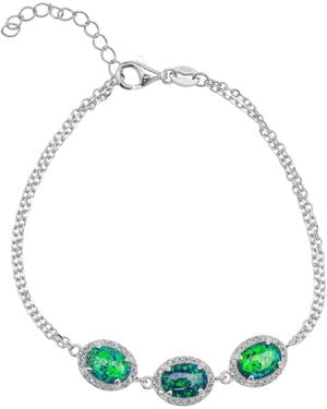 Spero London Sterling Opal Halo Bracelet - Blue