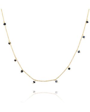 Coco & Kinney September Birthstone Necklace- Sapphire - Metallic