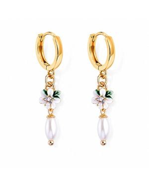 My Little Nature Apple Blossom Hoop Earrings Plated Floral Earrings - Metallic