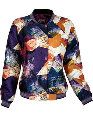 Lalipop Design Abstract Print Jacquard Bomber Jacket - Blue