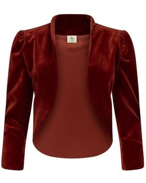 NUMBAT Eliza Velvet Bolero Coat - Wine - Red