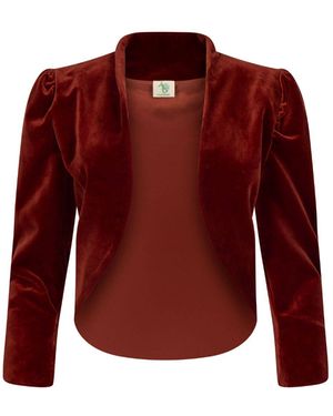 NUMBAT Eliza Velvet Bolero Coat - Wine - Red