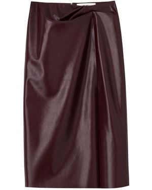 Belsize25 Sculpted Draped Faux Leather Skirt - Brown
