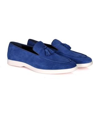DAVID WEJ Lorenzo Suede Tassel Loafers - Blue