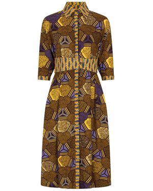 Ohema Ohene Rita Mixed Print Midaxi Dress - Multicolor